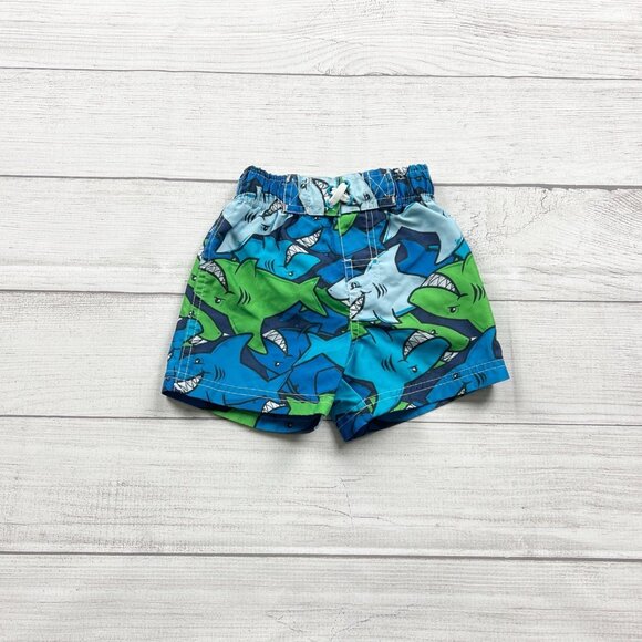Circo Other - Circo Baby Boy Swim Trunks Shark Print Blue Green Board Shorts 9 Months